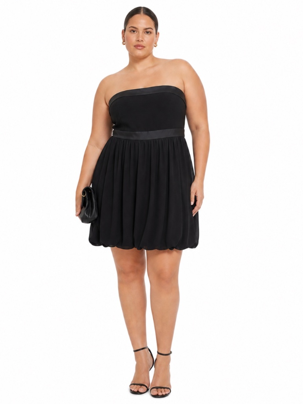 White House Black Market Strapless Black Silk Cocktail Dress – Size 12 EUC